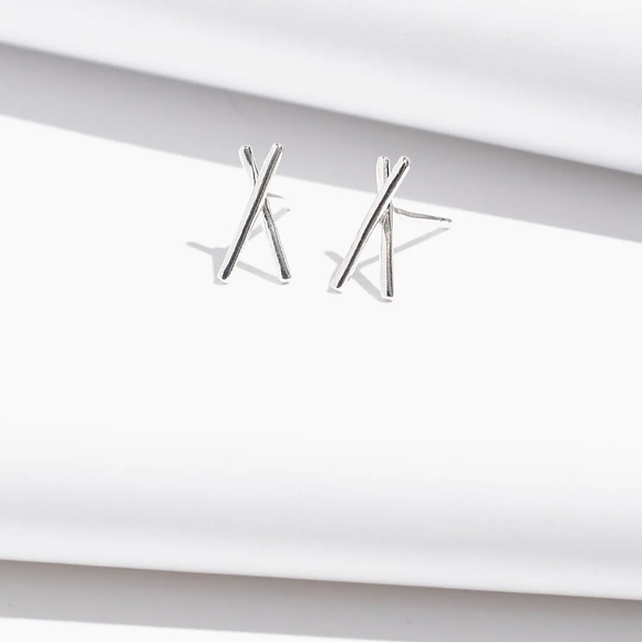 Delicate Collection Demi-Fine X Stud Earrings - Picture 1 of 4